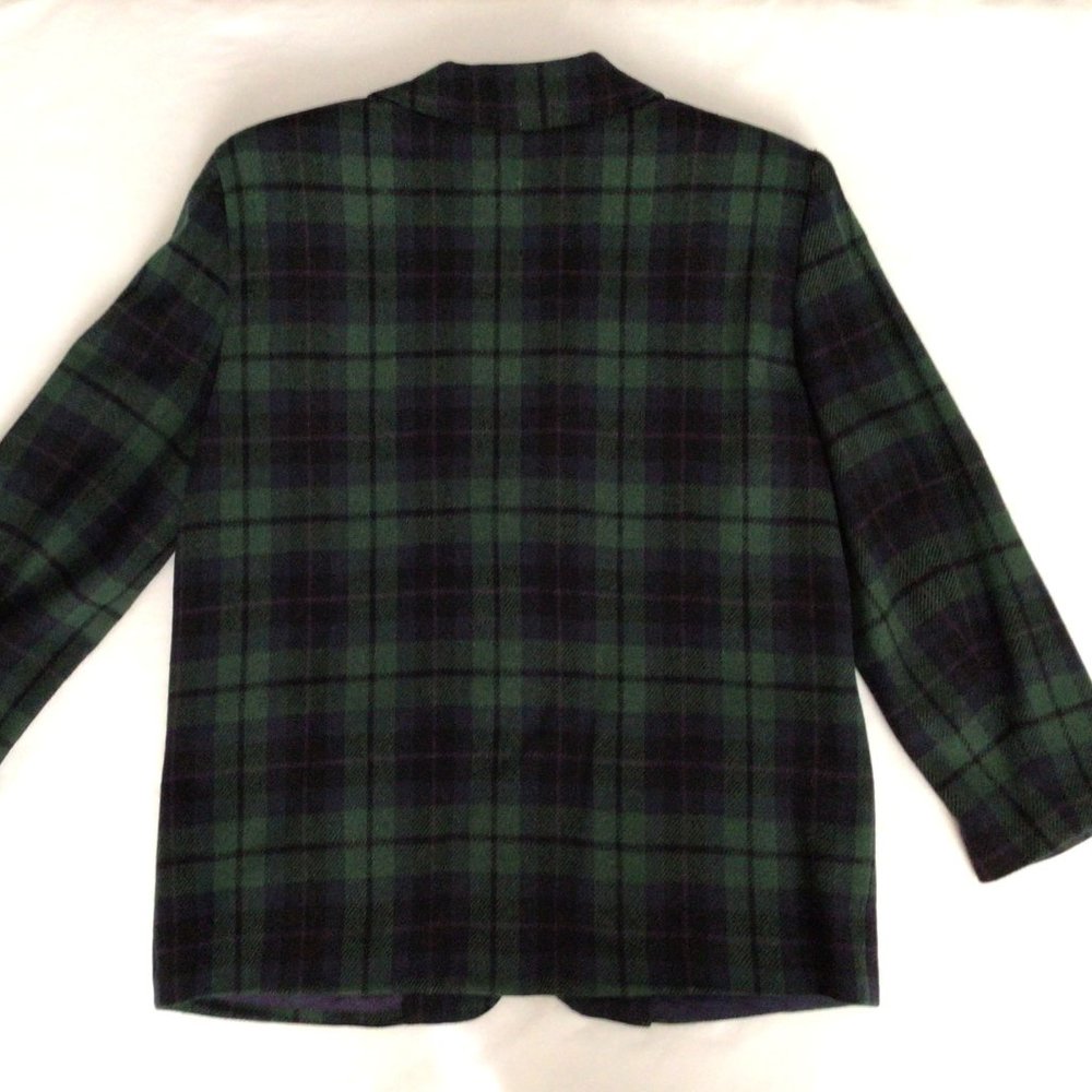 Savannah - Green, blue. black, and purple plaid wool blazer - Picture 4 of 7